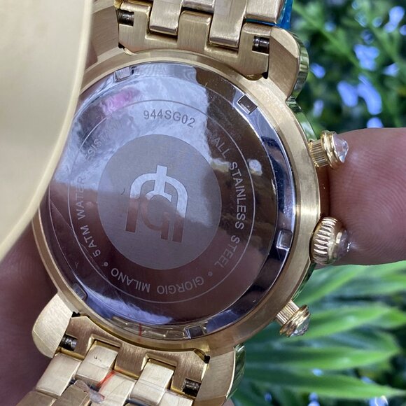 Reloj Giorgio Milano de lujo para mujer, cronógrafo plateado, cristales Swarovsk